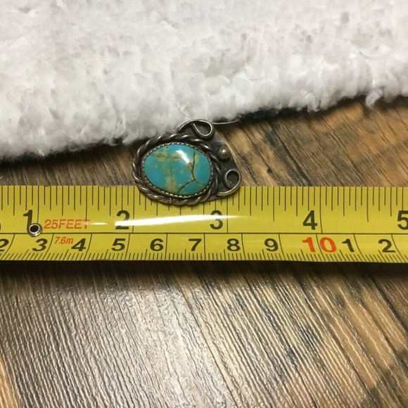 Vintage Handcrafted Navajo Indian Western Sterling and Turquoise Ring Size 3.5 - Picture 11 of 12